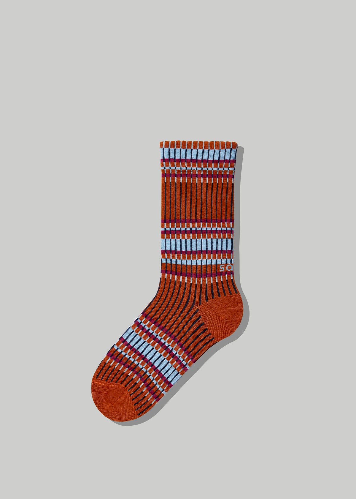 The Block Rib Socks in Orange, Blue, Black Color