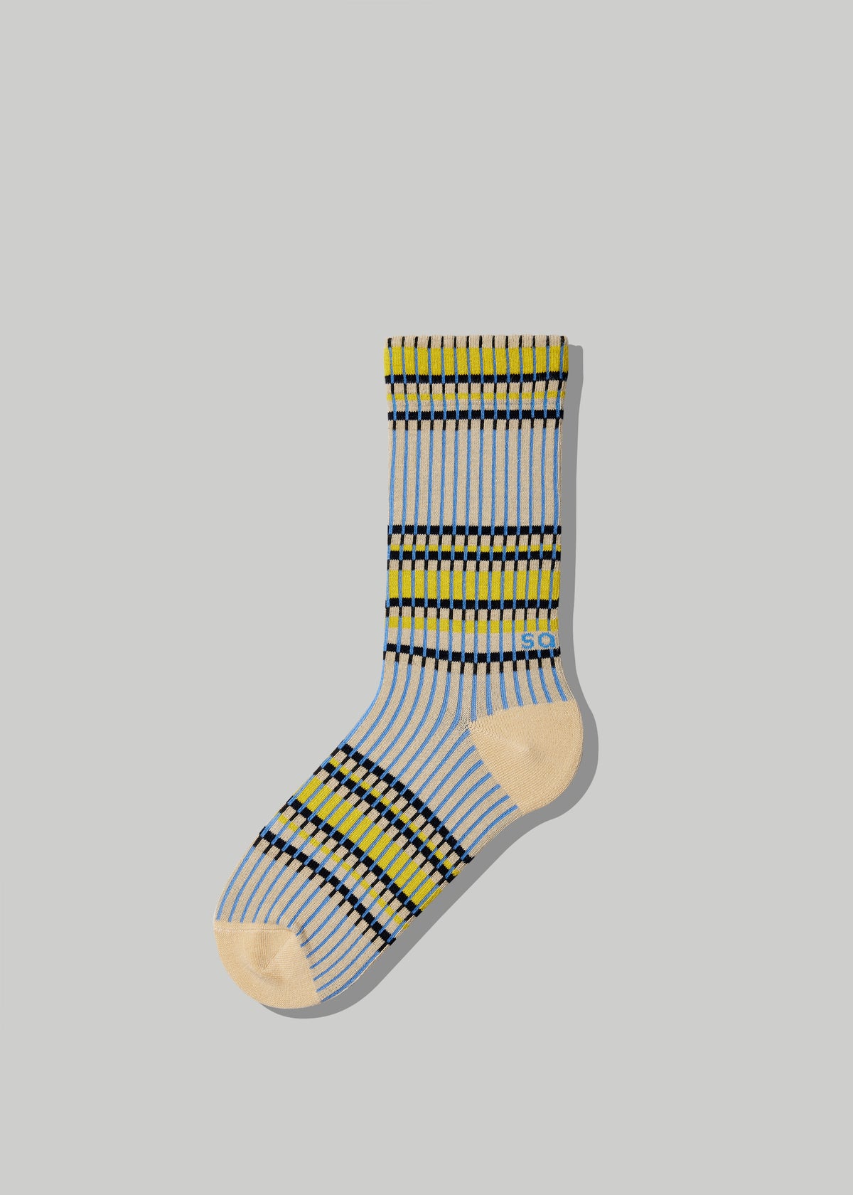 The Block Rib Socks in Yellow, Cream, Sky Blue and Black