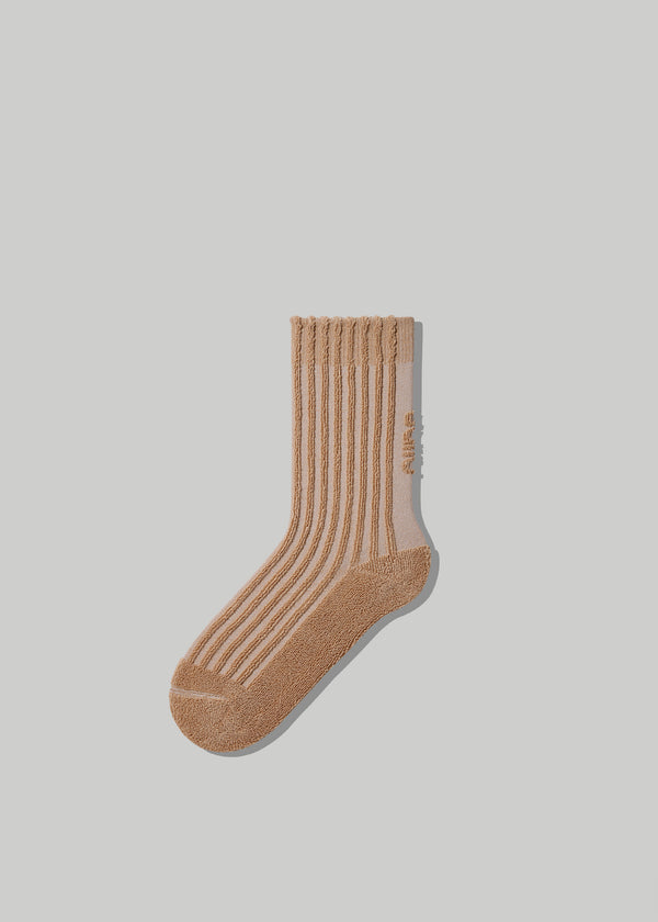 Column Terry Cotton Socks in Beige