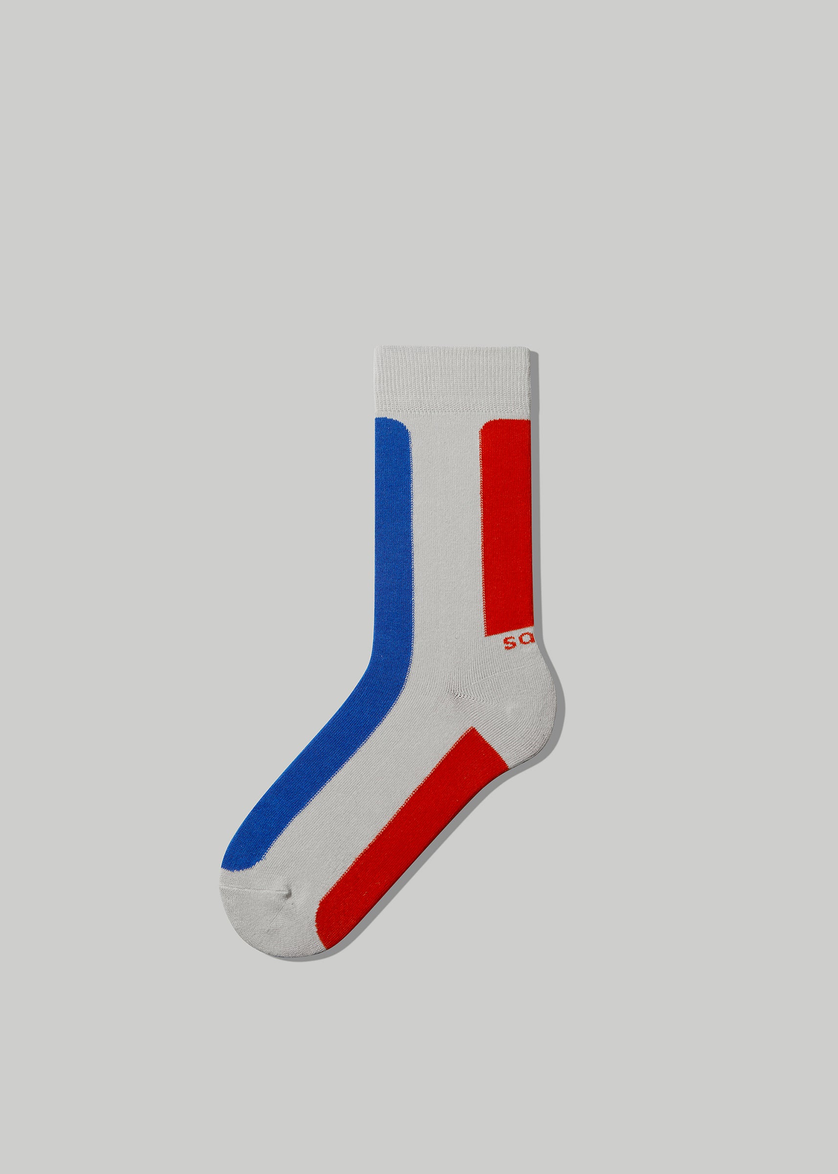 The Fence Cotton Dress Socks in Color Grey and Cobalt and Scarlet