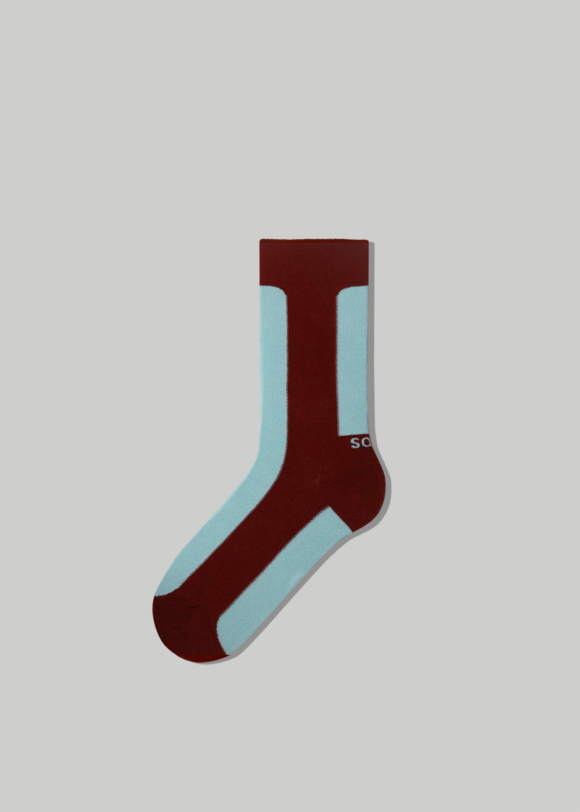 The Fence Cotton Dress Socks in Color Maroon and Sky