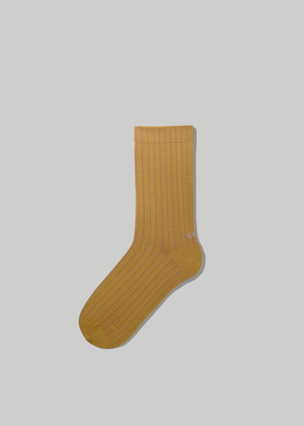 The Lantern Rib Silk Blend Socks in Color Mustard and Lilac
