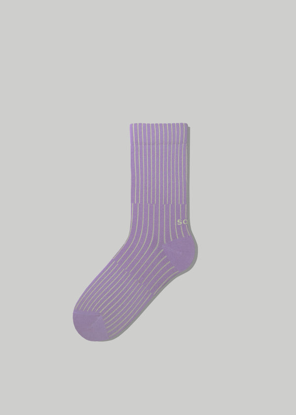 The Split Cotton Rib Socks in Color Lilac and Pale Grey